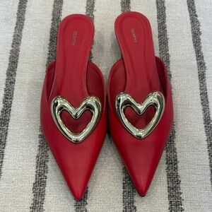 Maeve Red Kitten Heel with Metallic Heart